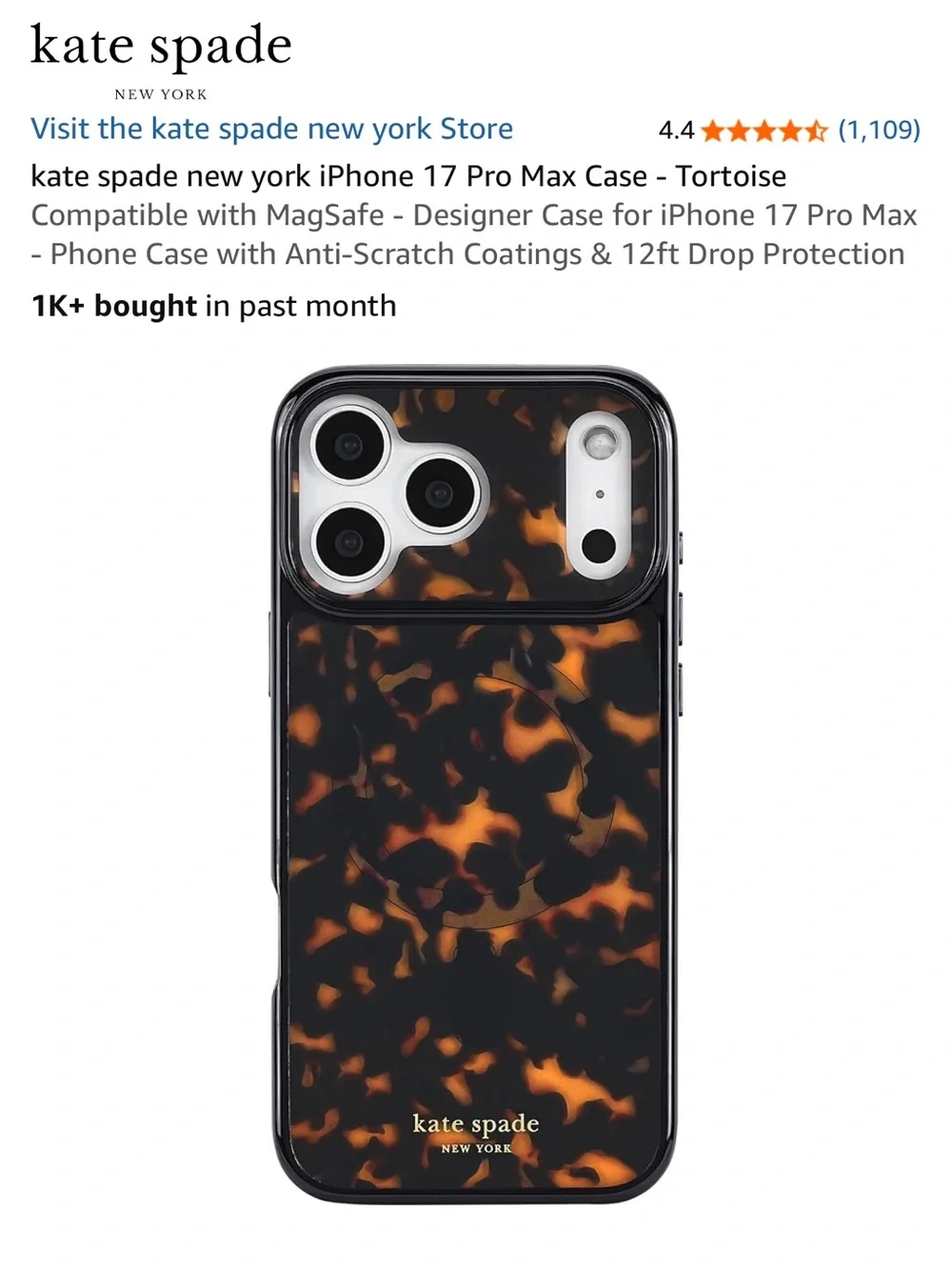 kate spade new york iPhone 17 Pro Max Case Tortoise / leopard MagSafe